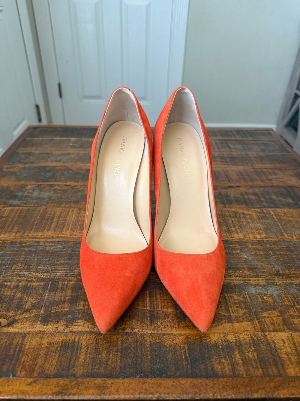 Ivanka Trump Orange Suede Heels